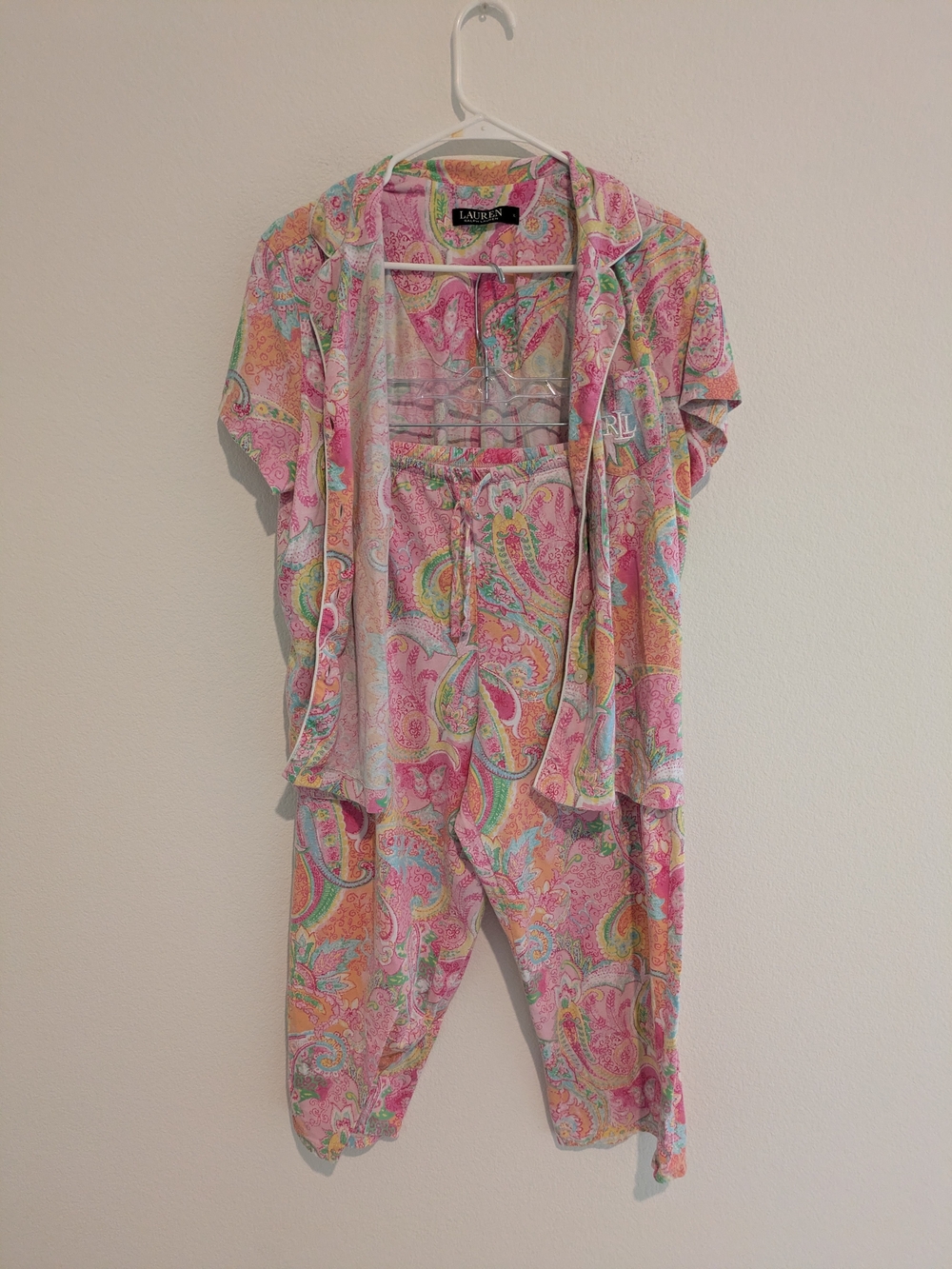 Lauren Ralph Lauren XL Pink Paisley 3-Piece Cotton Pajama Set